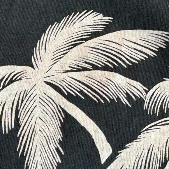 Men's Allsaints Black Pocketed T-Shirt With Cream Palm Trees-Oversized -Size XXL